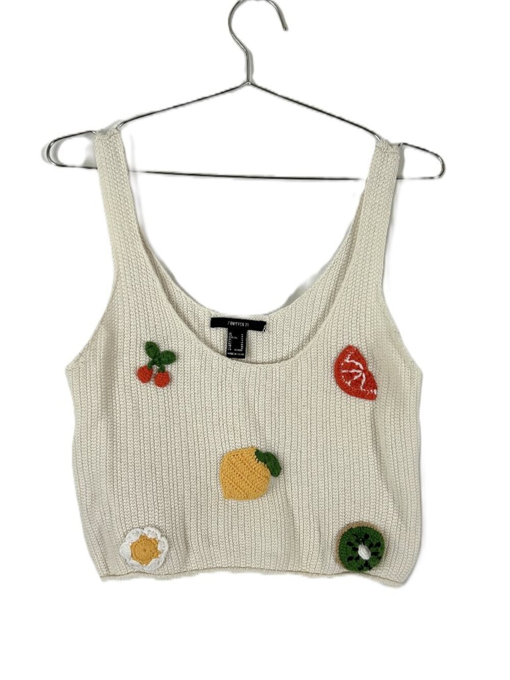 Forever 21 Fruity Crochet Knit Top M Cropped Boxy